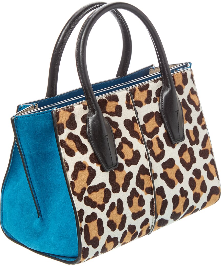 Tod’S Logo Haircalf & Suede Tote