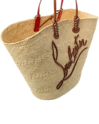 Christian Louboutin Christian Louboutin Cabata Large Raffia & Leather Basket Tote