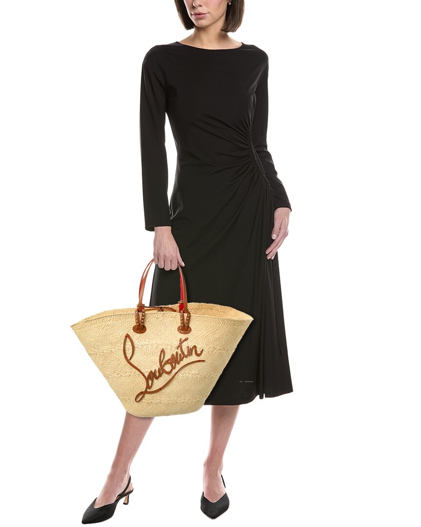 Christian Louboutin Cabata Large Raffia & Leather Basket