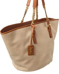Saint Laurent Canvas & Leather Tote