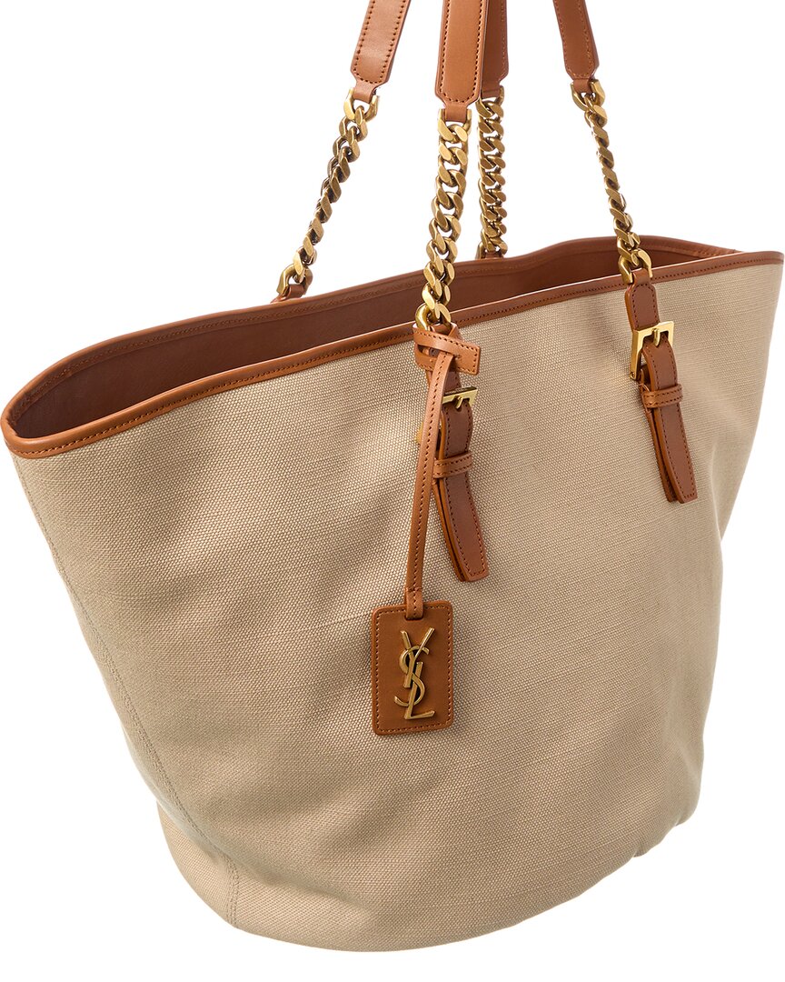 Saint Laurent Canvas & Leather Tote