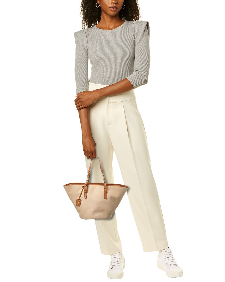 Saint Laurent Canvas & Leather Tote