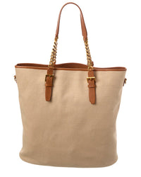 Saint Laurent Logo Canvas & Leather Tote