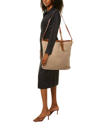 Saint Laurent Logo Canvas & Leather Tote