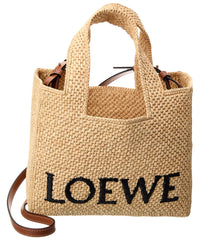Loewe Font Small Raffia Tote