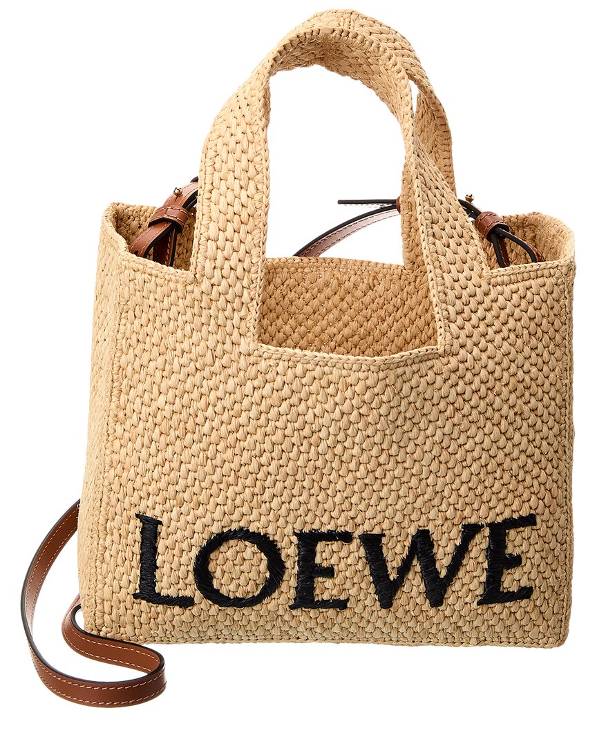 Loewe Font Small Raffia Tote