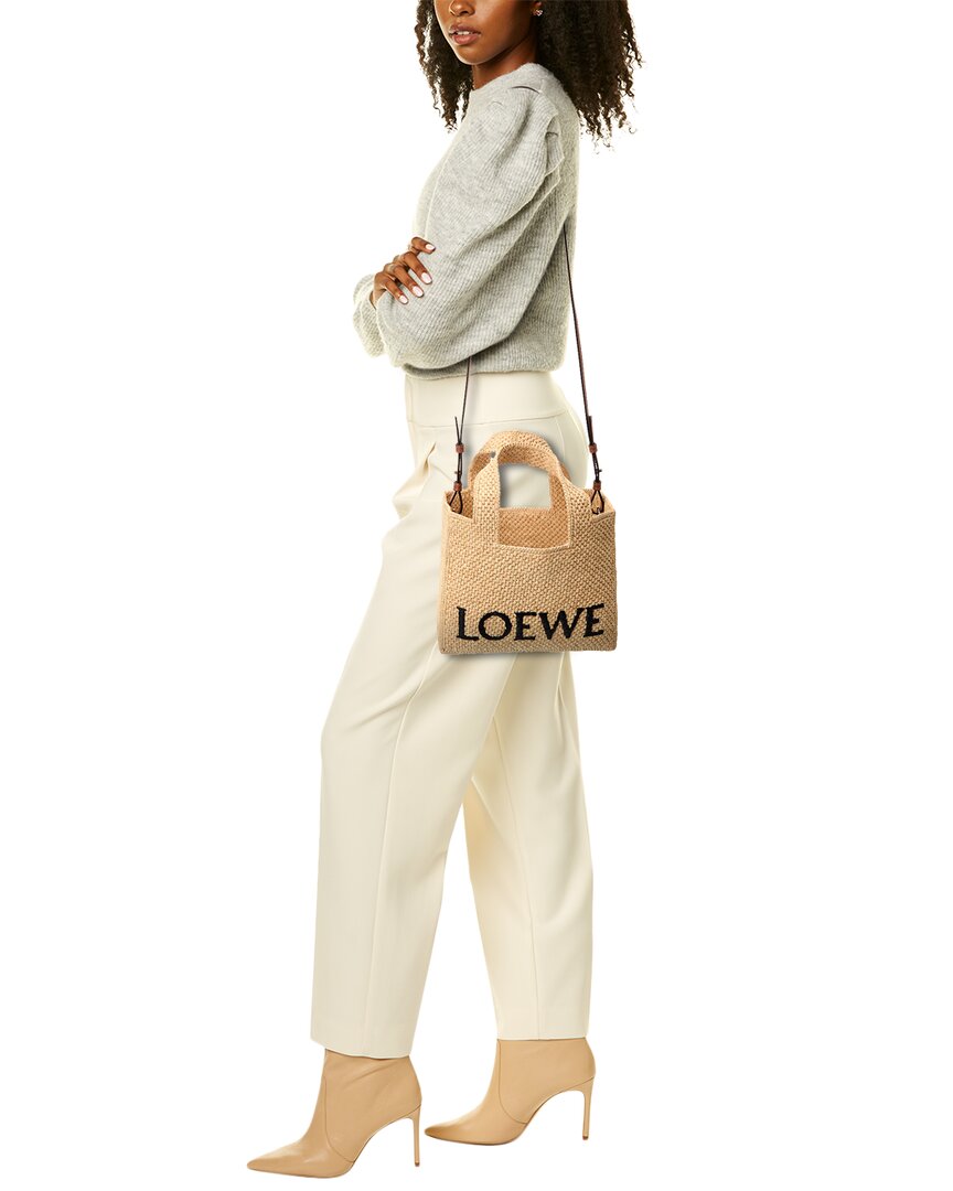 Loewe Font Small Raffia Tote