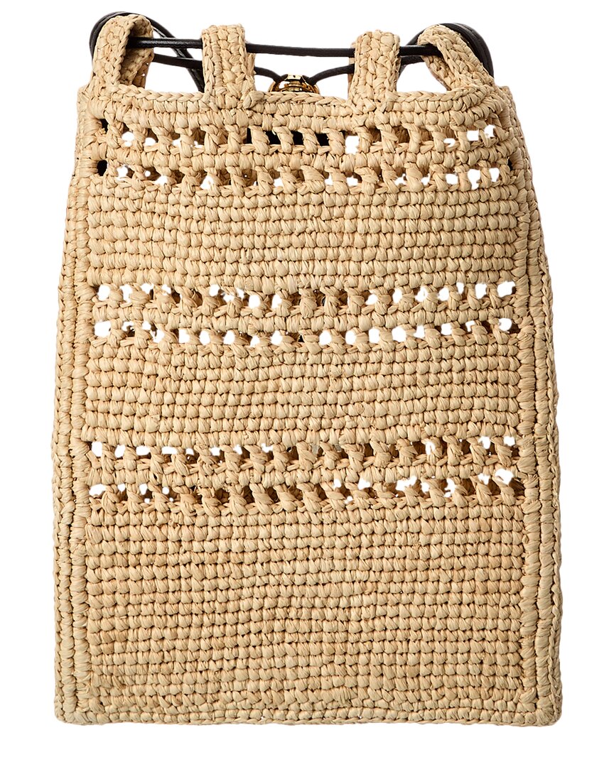 Loewe Loewe Drawstring Pocket Raffia & Leather Crossbody