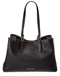 Gucci Gg Emblem Large Leather Tote ONE SIZE Black