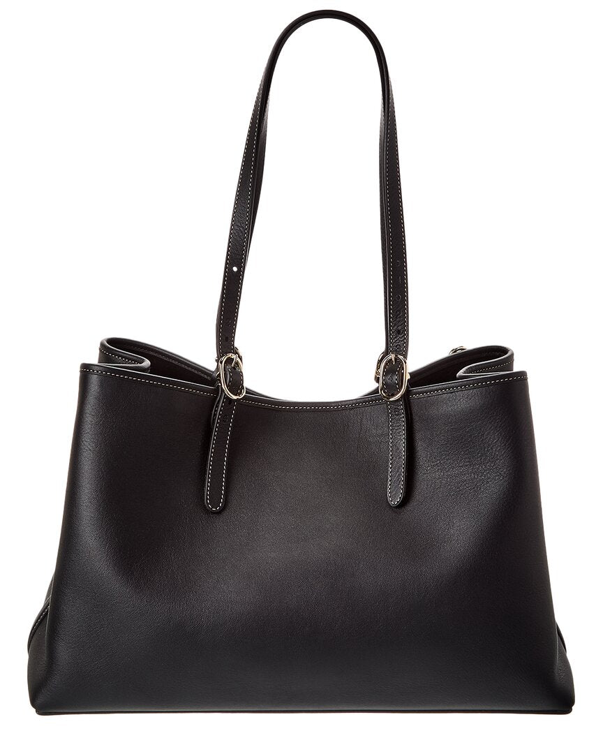 トートバッグ GUCCI GG EMBLEM LARGE SHOPPING BAG IN GG LEATHER GG Emblem large tote bag in black leather | GUCCI® US
