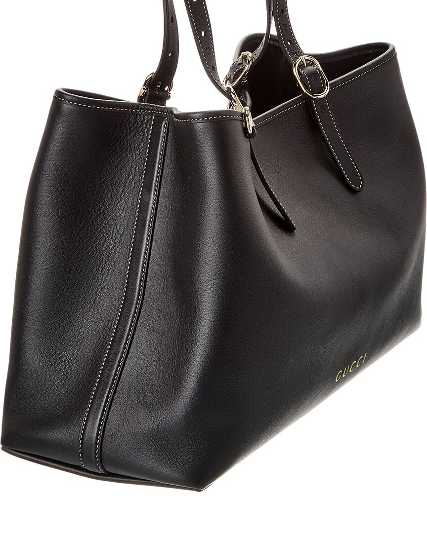 Gucci Gg Emblem Large Leather Tote