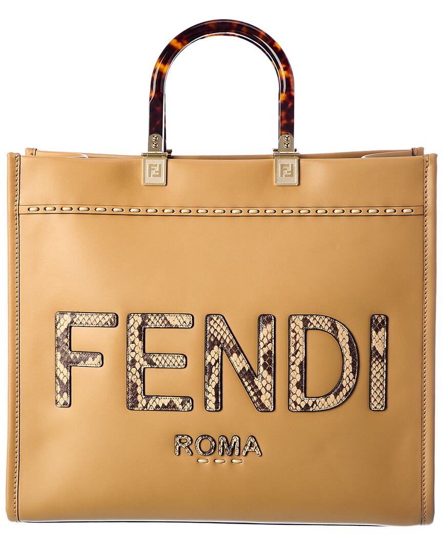 Fendi Sunshine Medium Leather Tote ONE SIZE Brown Multi