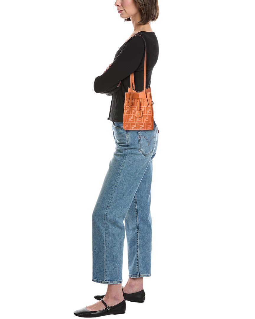 ショルダーバッグ・ポシェット FENDI Origami mini FF Jacquard fabric and leather shoulder b Fendi Origami Mini Ff Jacquard & Leather Shoulder Bag