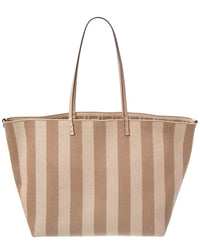 Fendi Roll Large Ff Canvas & Leather Tote ONE SIZE Grey Multi