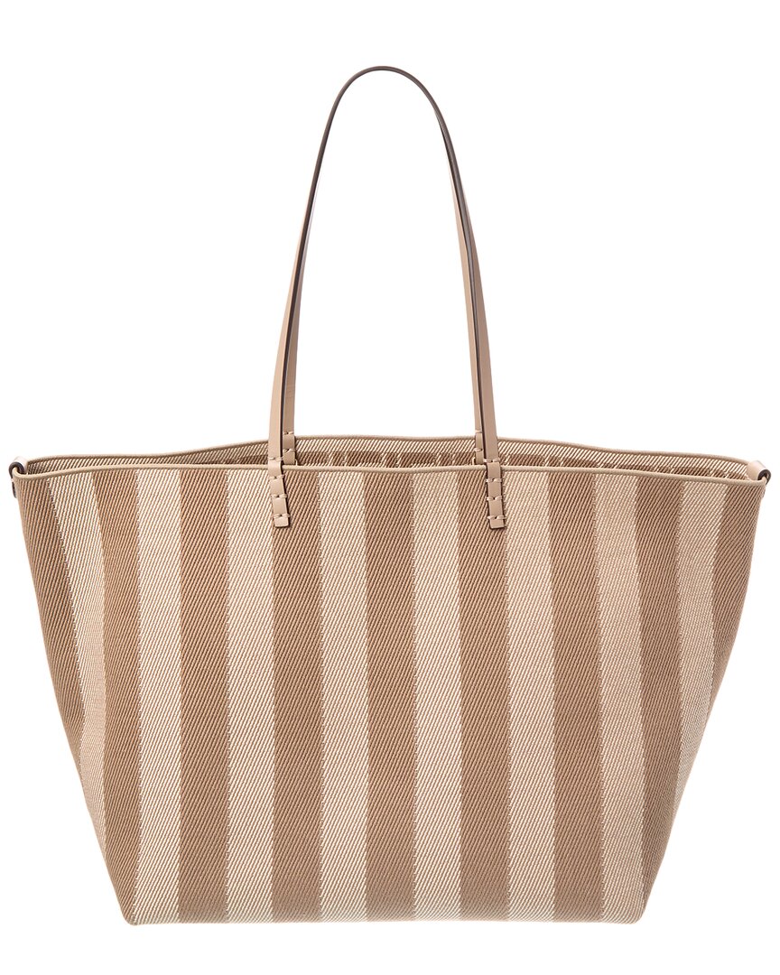 Fendi Roll Large Ff Canvas & Leather Tote ONE SIZE Grey Multi