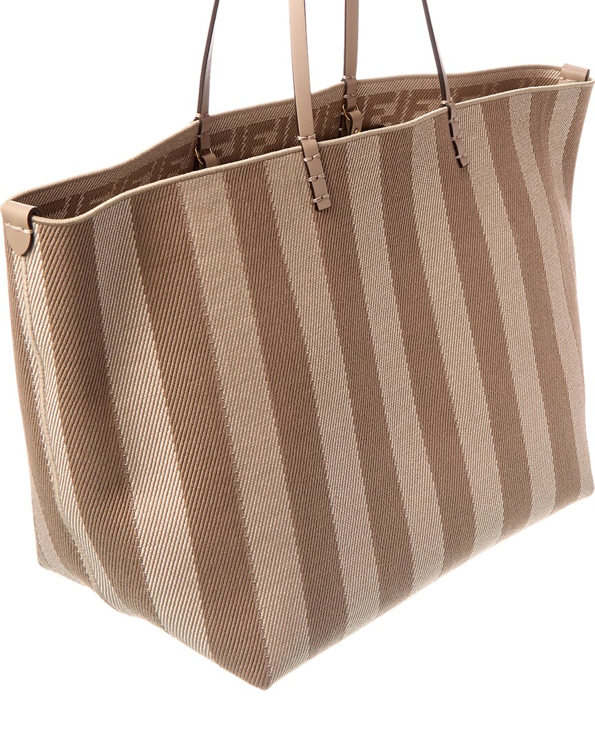 Fendi Roll Large Ff Canvas & Leather Tote