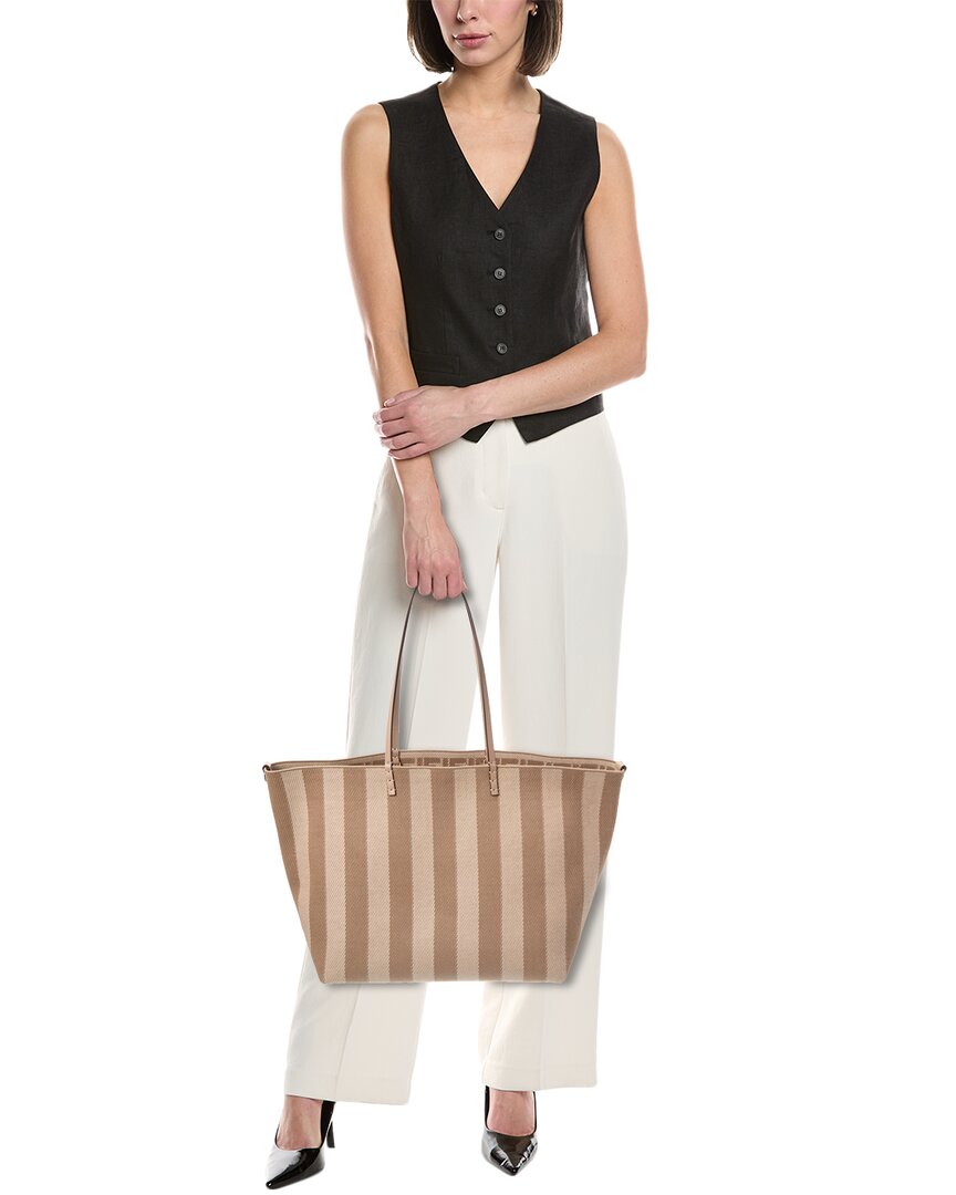 Fendi Roll Large Ff Canvas & Leather Tote