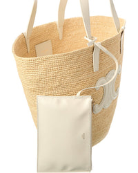 Celine Classic Panier Raffia & Leather Tote