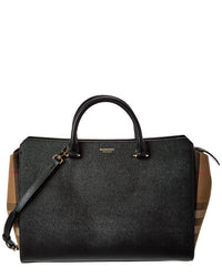 Burberry Banwell Medium Leather & Check Canvas Satchel