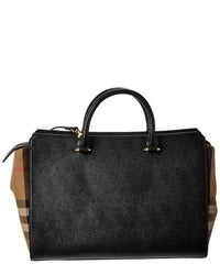Burberry Banwell Medium Leather & Check Canvas Satchel