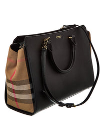 Burberry Banwell Medium Leather & Check Canvas Satchel