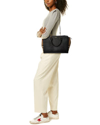 Burberry Banwell Medium Leather & Check Canvas Satchel