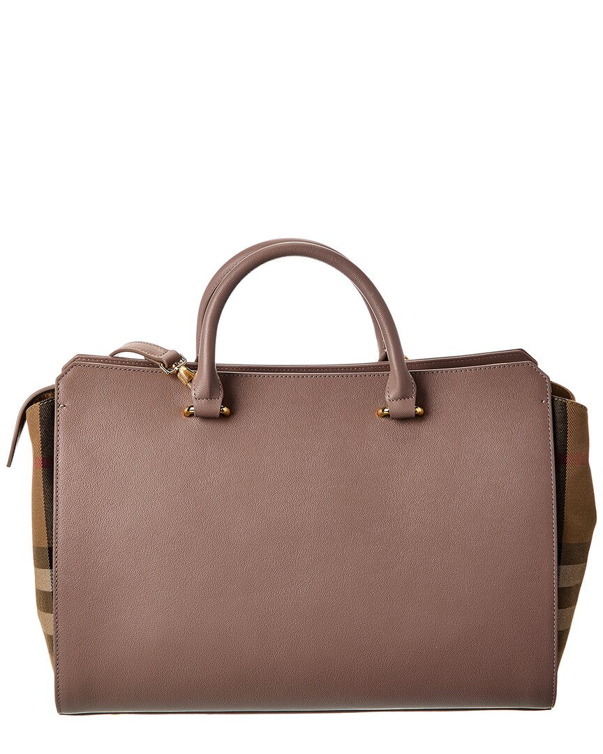 Burberry Banwell Medium Leather & Check Canvas Satchel – Bluefly