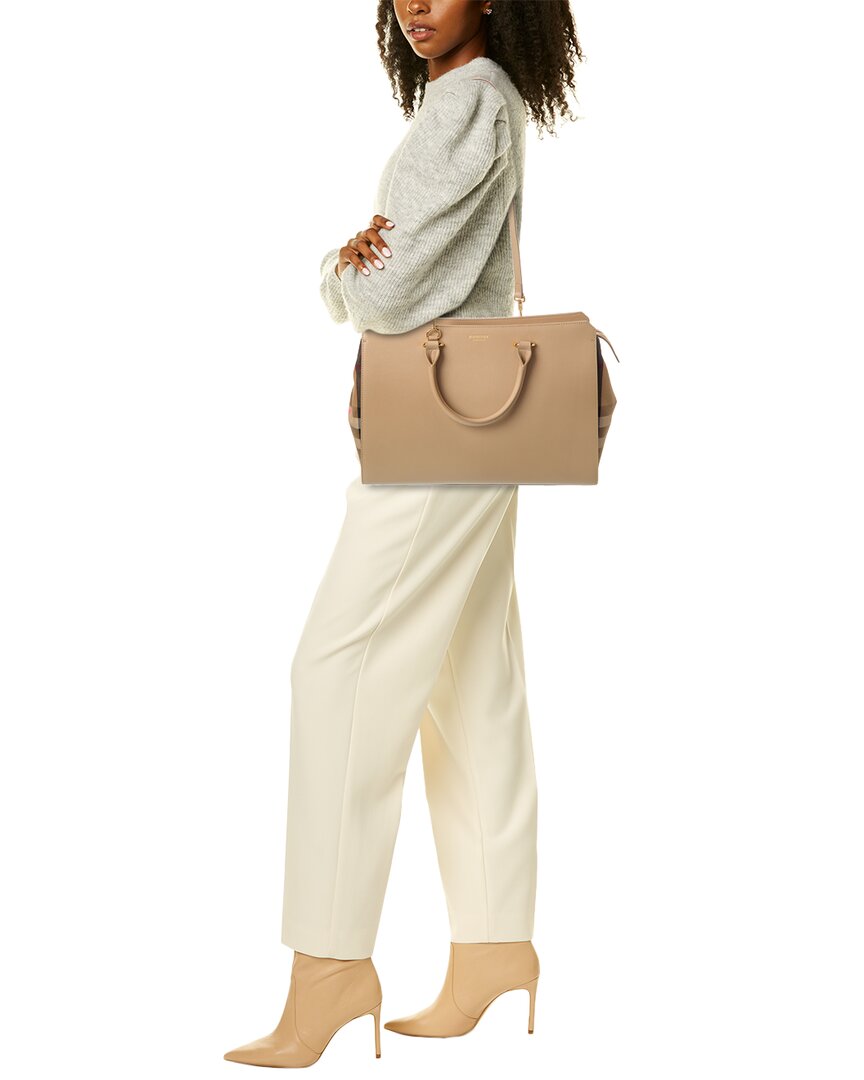 Burberry Banwell Medium Check Canvas & Leather Satchel – Bluefly