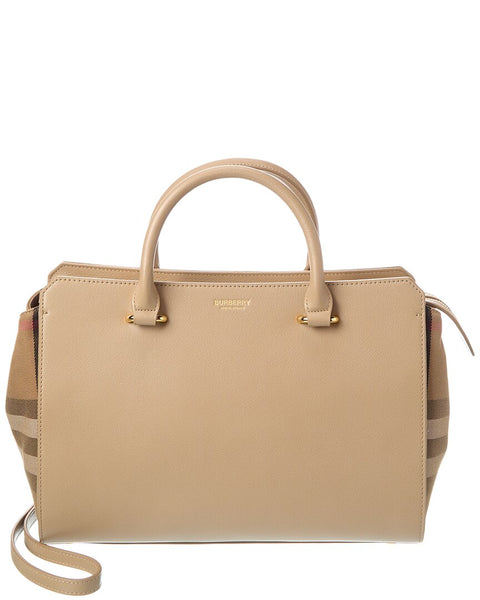 Burberry Banwell Leather & Check Canvas Satchel – Bluefly