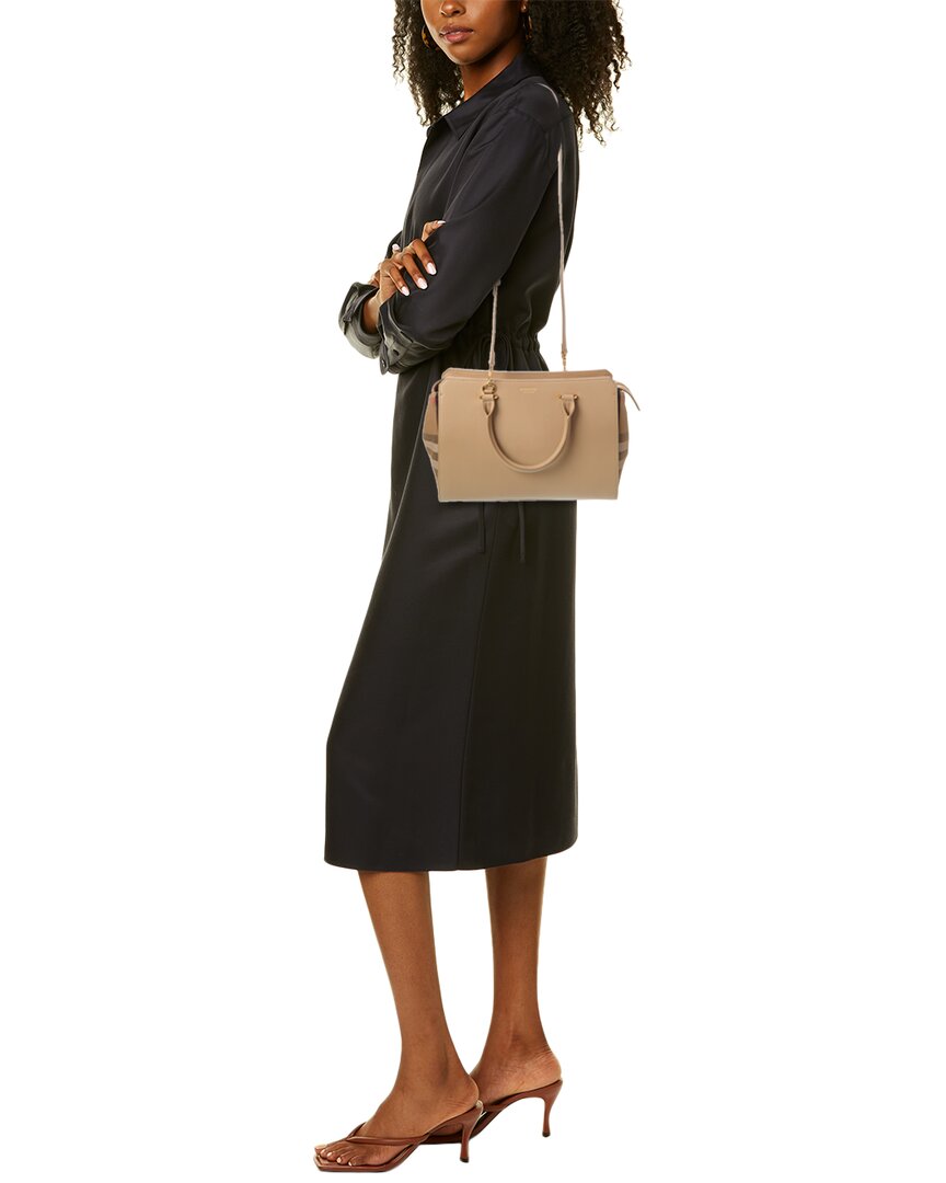 Burberry Banwell Leather & Check Canvas Satchel – Bluefly