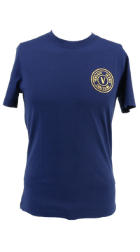 Versace Jeans Couture Steel Blue Mens Foil Print Medallion T-Shirt
