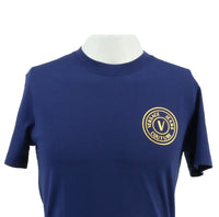 Versace Jeans Couture Steel Blue Mens Foil Print Medallion T-Shirt
