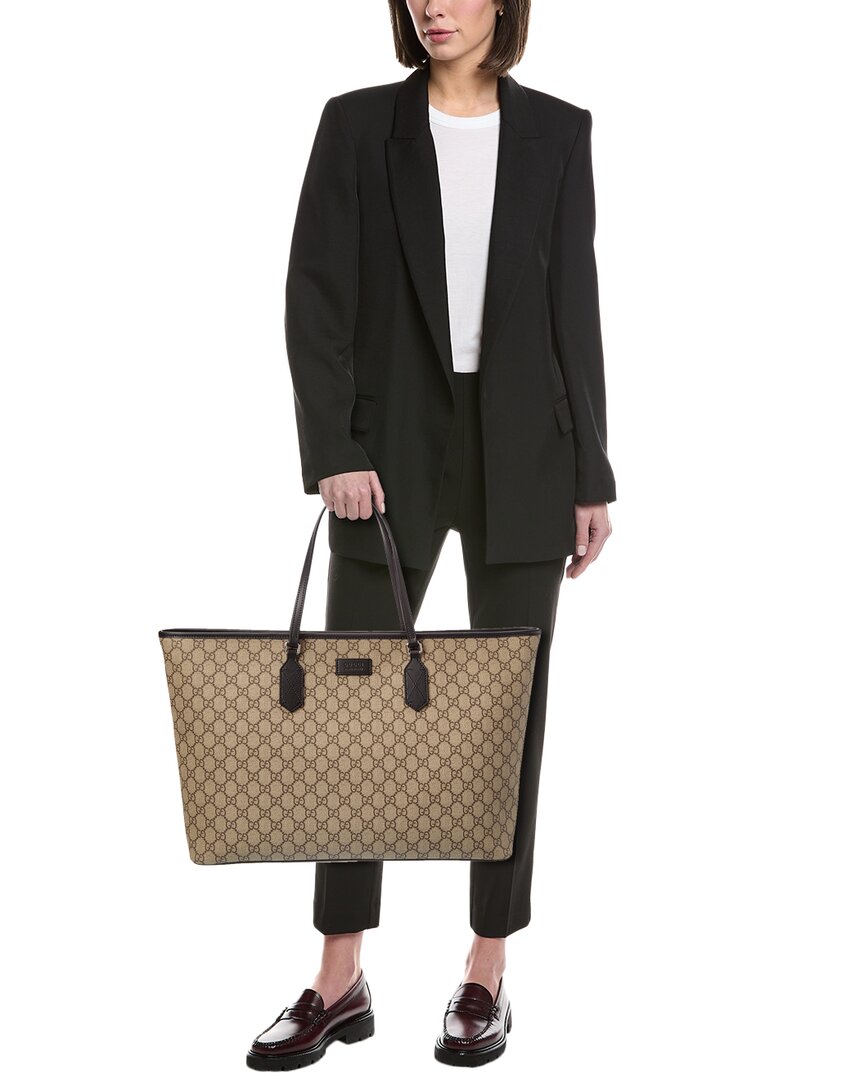 Gucci Gg Supreme Canvas & Leather Tote