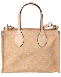 Gucci Ophidia Medium Gg Denim & Leather Tote