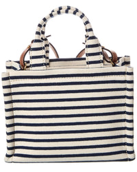 Celine Mini Cabas Striped Triomphe Canvas & Leather Tote