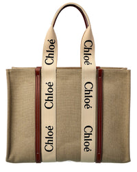 Chloé Chloé Woody Large Canvas & Leather Tote