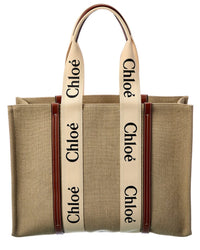 Chloé Chloé Woody Large Canvas & Leather Tote