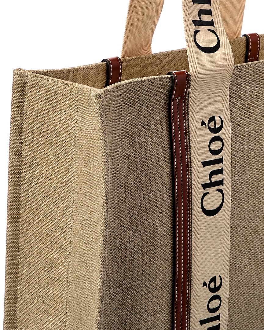 Chloé Chloé Woody Large Canvas & Leather Tote