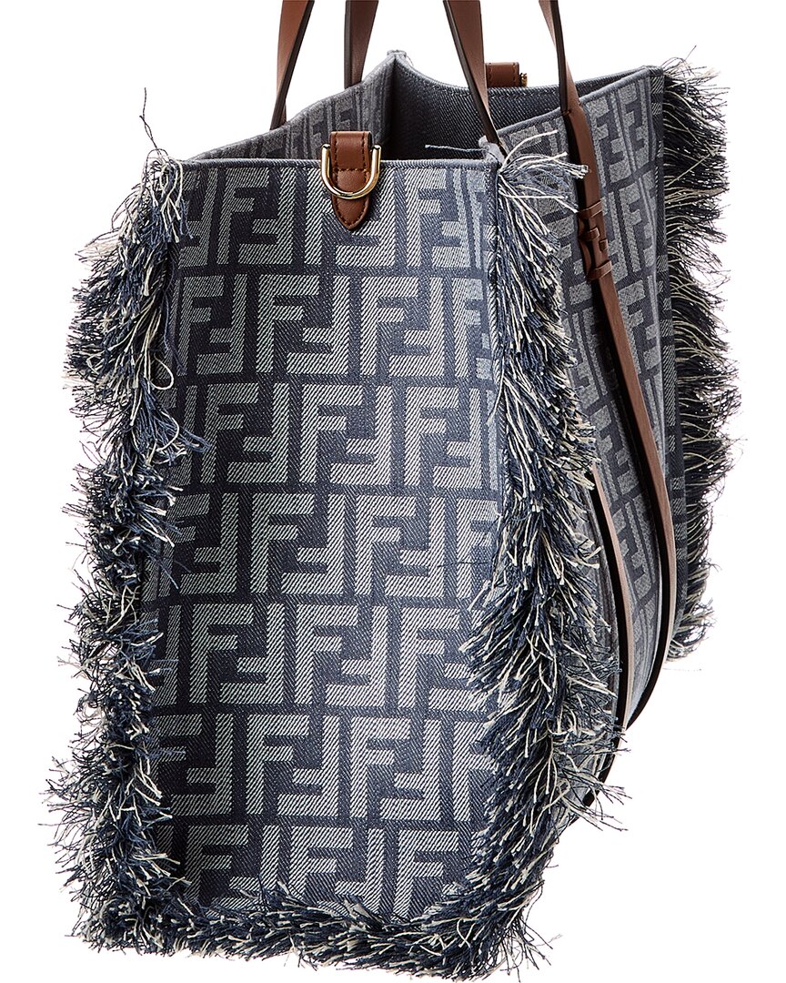 Fendi Summer Ff Denim & Leather Tote