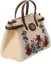 Valentino Valentino Antibes Small Canvas & Leather Tote