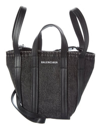 Balenciaga Ever 2.0 N/S Xs Denim & Leather Tote