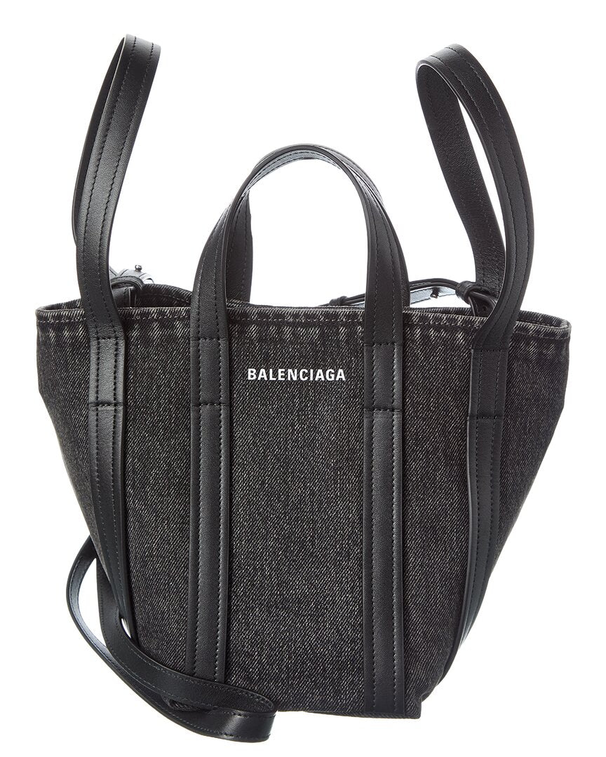 Balenciaga Ever 2.0 N/S Xs Denim & Leather Tote