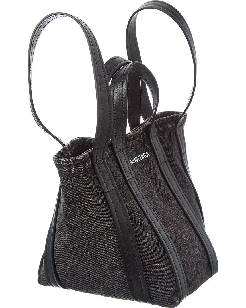 Balenciaga Ever 2.0 N/S Xs Denim & Leather Tote