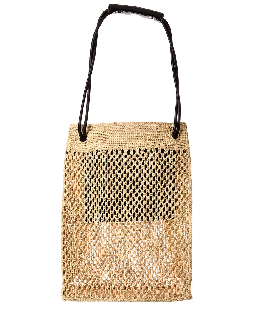 Loewe Pebble Raffia & Leather Tote