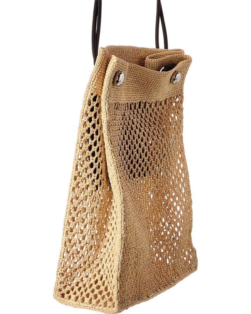 Loewe Pebble Raffia & Leather Tote