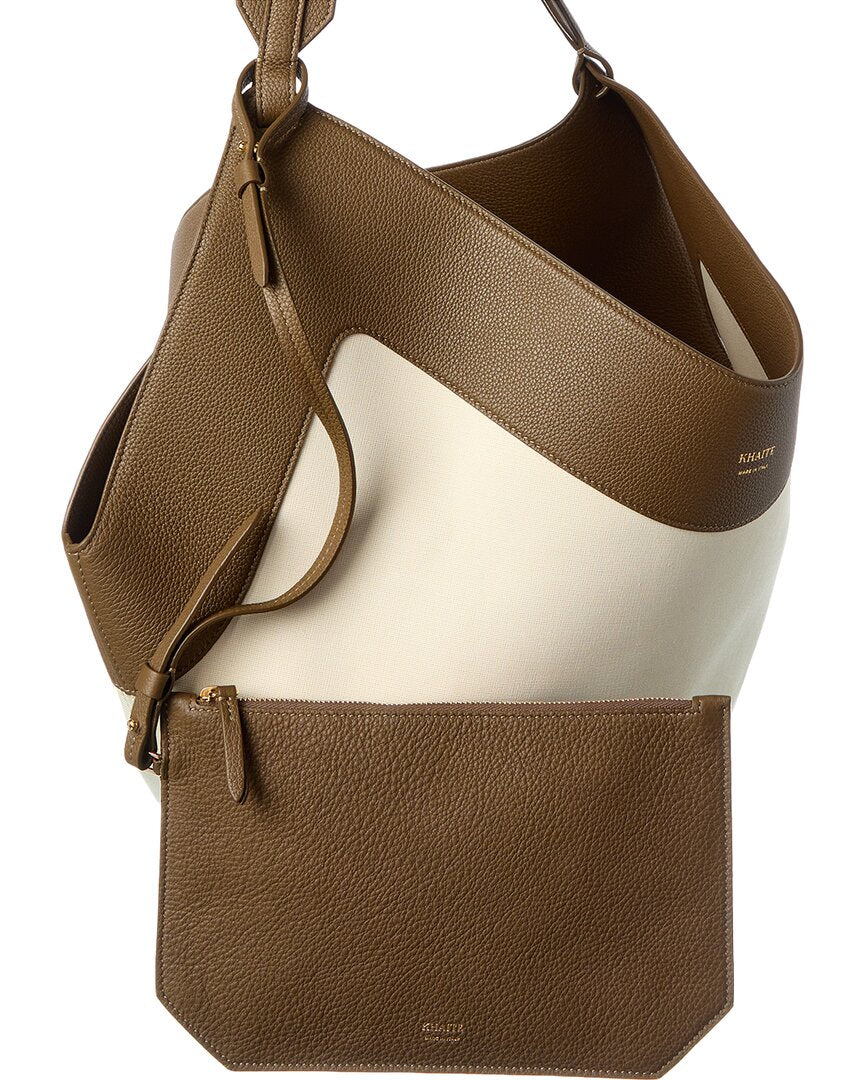 Khaite Lotus Medium Canvas & Leather Tote