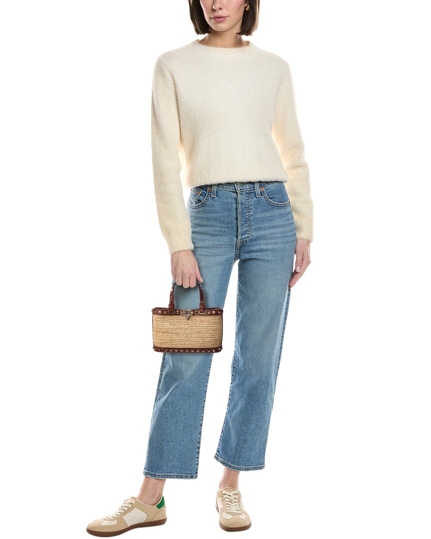 Valentino Valentino Rockstud Mini Straw & Leather Tote
