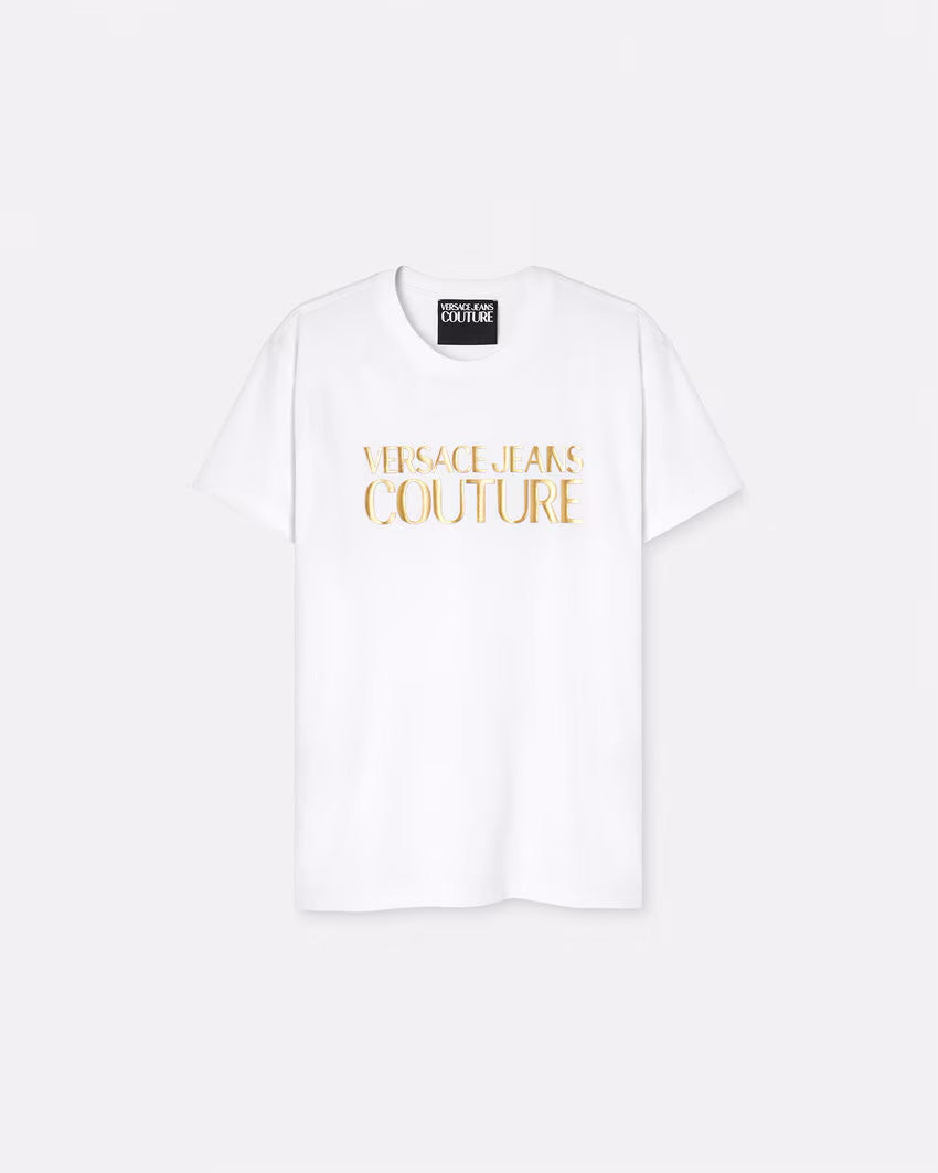 Versace Jeans Couture White/Gold Mens Signature Foil Print T-Shirt