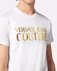 Versace Jeans Couture White/Gold Mens Signature Foil Print T-Shirt