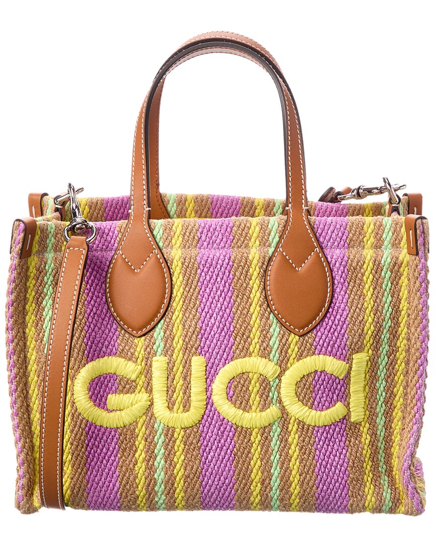 Gucci Small Jute & Leather Tote – Bluefly
